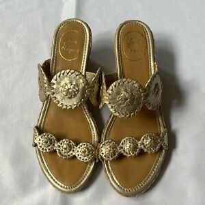 Jack Rogers Wedge Sandals. Excellent condition. Size 8. Gold.